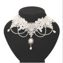 Dame Krajkek Choker Halskæde med Vedhæng og Kæder med Lukning Krajke Hvid Elegant Tilbehør til Hals til Festligt Brug 1