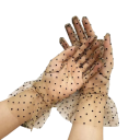 Dame lacehandsker med prikker, korte, med rynker, åndbart polyester, festhandsker til festlige lejligheder 3