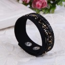 Dame læderarmbånd med sten H565 1