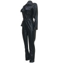 Dame læderjumpsuit med dyb halsudskæring B846 4