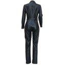 Dame læderjumpsuit med dyb halsudskæring B846 5