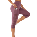 Dame læglange sportsleggings med lommer Høj elasticitet fitnessleggings til træning yoga løb slim fit sportstøj 4