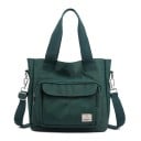 Dame lærredstaske til hånd og skulder Taske lavet af lærred og polyester Frontlomme med klap Justerbar rem 31 x 28 x 11 cm 5