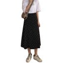 Dame lang A-formet nederdel med mønster Glat talje Med foring Frit faldende snit Finstruktureret polyesterstof 10