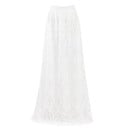 Dame lang blondekjole med blomsterprint Bred talje Maxi længde til anklerne Let udvidet snit Bomuld og polyester 1