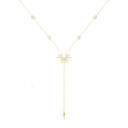 Dame lang kædedygtig halskæde Dråbevedhæng Zirkon Sol Enkel metal choker Halskæde med hængende kæde 3