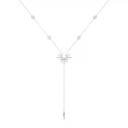 Dame lang kædedygtig halskæde Dråbevedhæng Zirkon Sol Enkel metal choker Halskæde med hængende kæde 4