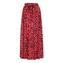 Dame lang maxi nederdel med leopardmønster. Rynket, flydende snit ned til anklerne. Elastisk talje med justerbar snøre. Polyester. 1