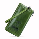 Dame lang pung i ægte læder med lynlås Rem til håndleddet med metal karabinhage Ydre frontlomme Reliefmønster 20 x 11 x 2 cm 2
