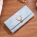 Dame lang pung med gyldent metal ornament af hjortehoved Lukkes med flap Mat overflade Kunstlæder PU 19,5 x 9,5 x 2,5 cm 3