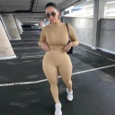 Dame langærmet crop top og leggings B872 8