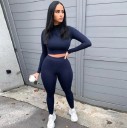 Dame langærmet crop top og leggings B872 7