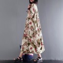 Dame lange sommerkjoler med markant blomsterprint Løs pasform Korte ærmer Rund hals Behageligt materiale af 100% bomuld 5