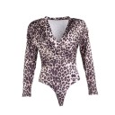 Dame leopard-bodysuit med lange ærmer B706 1