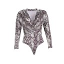 Dame leopard-bodysuit med lange ærmer B706 6