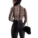 Dame leopard-bodysuit med lange ærmer B706 4