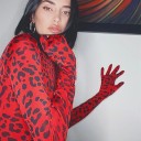Dame leopard-bodysuit med lange ærmer B755 1