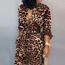 Dame leopard jumpsuit med lange ærmer B869 1