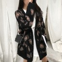 Dame leopardtrøje med knapper 3