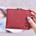 Dame lille tegnebog med hjerte og metalramme lukning Stribet overflade Kunstlæder og polyester 11,5 x 9,5 x 2,5 cm 6