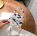 Dame mini crossbody taske med mønster Øverste håndtag og kæde i guldfarve Til håndholdt og over skulderen PU læder og polyester 14 x 5 x 12 cm 3