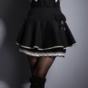 Dame mini nederdel i bomuld og polyester med flæser og blonderkant Høj bred talje med dekorativ sløjfe Udvidet snit med foring 4