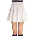 Dame mini nederdel med høj bred talje Elastisk stof af polyester og spandex med fin struktur Udvidet klokkesnit 1