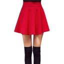 Dame mini nederdel med høj bred talje Elastisk stof af polyester og spandex med fin struktur Udvidet klokkesnit 2