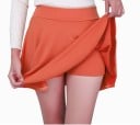 Dame mini nederdel med shorts Udvidet A-formet snit Bred glat talje Elastisk og behageligt stof af polyester med spandex 7
