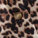Dame mode vest med leopardmønster V-udskæring Knaplukning Stilfuld vest i let polyester Elegant dyremønster 5