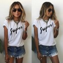 Dame moderne T-shirt SUPER - Hvid 1