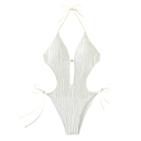 Dame monokini med dyb udskæring og snøring polyester elastan badetøj til stranden og svømning 3