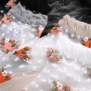 Dame nylonsokker med blomster 6