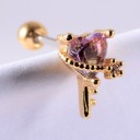 Dame ørestikker med krystaller og zirkoner Pynt i form af hjerte, tulipan eller vifte Stang med skruekugle Smykkemetal 1
