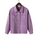 Dame oversize skjorte til køligere vejr To brystlommer og knaplukning Mat velourlook Bomuld med polyester 3