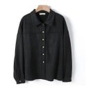 Dame oversize skjorte til køligere vejr To brystlommer og knaplukning Mat velourlook Bomuld med polyester 2