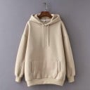 Dame oversize sweatshirt med hætte og kengurulomme Løs pasform med faldende skuldre Ribstrikkede manchetter og kant Børstet inderside Bomuld 1