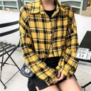 Dame oversize ternet skjorte med lange ærmer Oversize pasform med faldende skuldre Klassisk krave Knaplukning Polyester 4