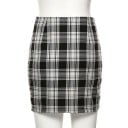 Dame pencil mini nederdel med sort-hvidt ternet mønster Tætsiddende snit af elastisk stof Polyester og spandex 3