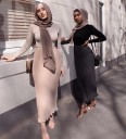 Dame plisseret maxi nederdel med fine svisle folder Smal lige pasform til anklerne Bred talje Bølgede nederste kant Polyester chiffon 7