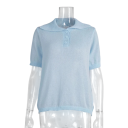 Dame polo t-shirt med korte ærmer Enkeltfarvet design V-hals med krave og knapper Bomuld med polyester 11