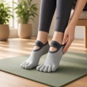 Dame prstestrømper til yoga 1 par Antiskrid og femtåede Lave med bånd over vristen Til pilates og fitness 12