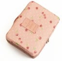 Dame rejse kosmetik taske med tryk Dobbelt lomme i midten Netlomme i låget Håndtag på siden Nylon Mål 22 x 18 x 6 cm 2