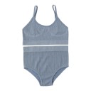 Dame ribbet sæt undertøj trusser med høj talje og bralette bh uden bøjler med elastisk kant 1