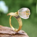 Dame ring med blomst D1003 5