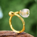 Dame ring med blomst D1003 9