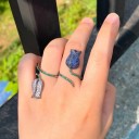 Dame ring med blomst D2993 4