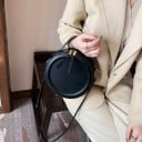 Dame rund crossbody taske med øverste håndtag og rem over skulderen Lynlås med to skydere PU-læder og polyester 20 x 20 x 8 cm 12