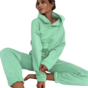 Dame sæt ensfarvet, sweatpants og crop top hoodie, polyester 4