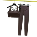 Dame sæt leggings og sports-bh, ensfarvet, spandex, nylon 21